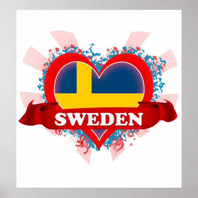 Vintage I Love Sweden Poster (Front)