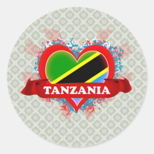 Vintage I Love Tanzania Classic Round Sticker