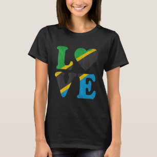 Vintage I Love Tanzania Flag Heart Tanzanian Roots T-Shirt