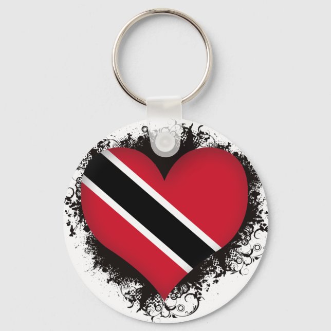 Vintage I Love Trinidad and Tobago Key Ring (Front)