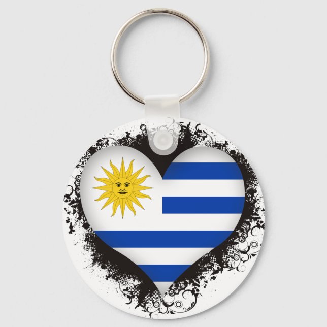 Vintage I Love Uruguay Key Ring (Front)