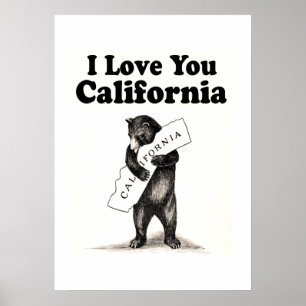 Vintage I Love You California Poster