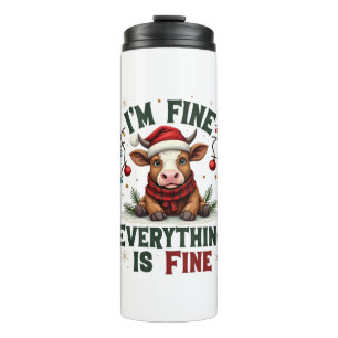 Vintage I’m Fine Everything Is Fine Highland Cow C Thermal Tumbler