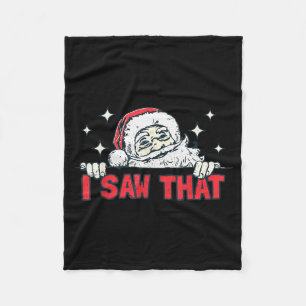 Vintage I Saw That Santa Christmas Cute Xmas Holid Fleece Blanket