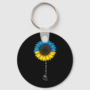 Vintage I Stand With Ukraine Ukraine Flag Sunflowe Key Ring