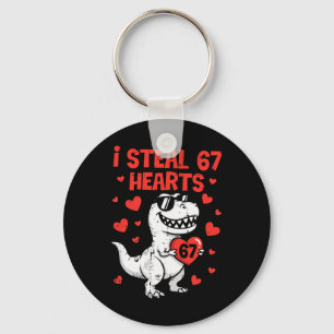 Vintage I Steal 67 Hearts Funny Six Seven Valentin Key Ring