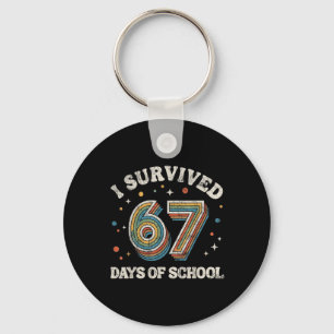 Vintage I Survived 67 Days Of School Teachers Stud Key Ring