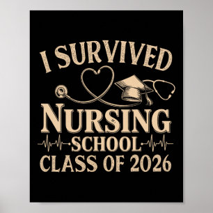 Vintage I Survived Nursing School Cl Of 2026 Nurse Poster