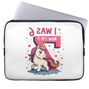 Vintage I Was 6 Now I'm 7 Unicorn Birthday Girl Re Laptop Sleeve