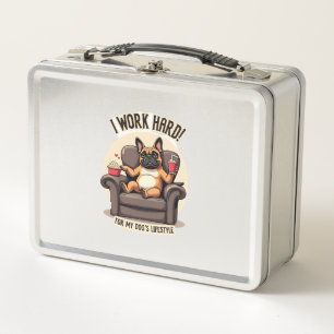 Vintage I Work Hard for My Dog's Lifestyle French Metal Lunch Box