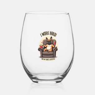 Vintage I Work Hard for My Dog's Lifestyle French Stemless Wine Glass