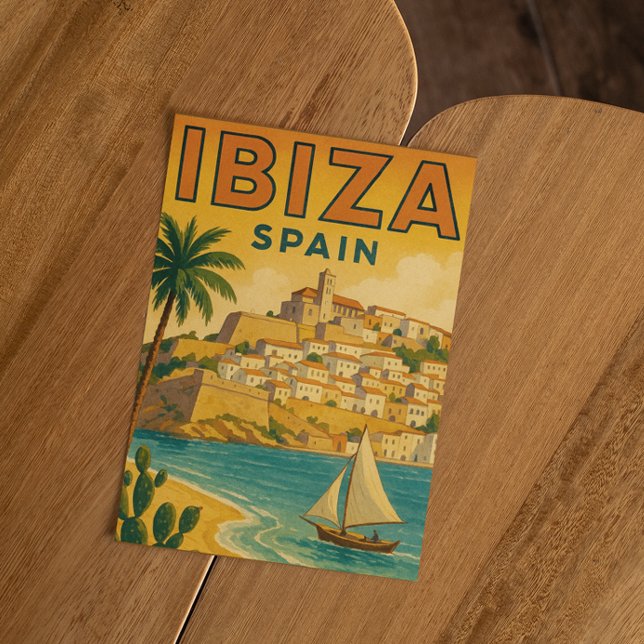 Vintage Ibiza Spain Baleares Island Postcard (Vintage Ibiza Spain travel postcard)