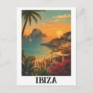 Vintage Ibiza Spain Party Summer Vacation Postcard