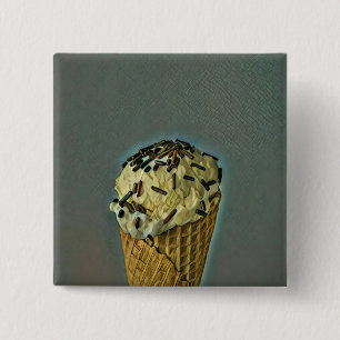 Vintage ice cream art 15 cm square badge