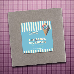 Vintage Ice Cream Cone Label Sticker