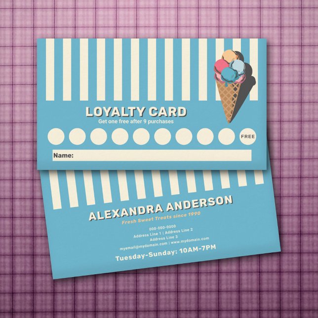 Vintage Ice Cream Cone Loyalty Card (Vintage Ice Cream Cone Loyalty Card)