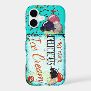 Vintage ice cream cone parlour sign turquoise