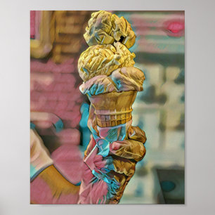 Vintage ice cream cone poster