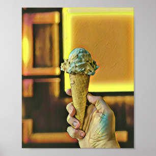 Vintage ice cream cone poster