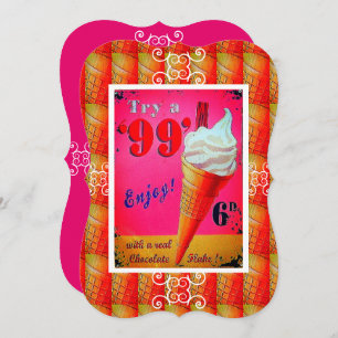 Vintage ice cream parlour sign invitation