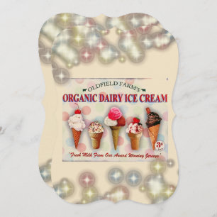 Vintage ice cream parlour sign invitation