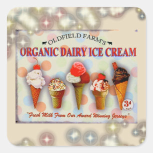 Vintage ice cream parlour sign sticker