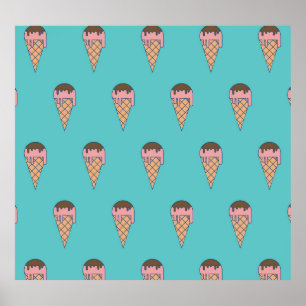 Vintage Ice Cream Pattern: Pastel Palette. Poster