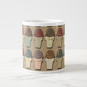 Vintage Ice Cream Pattern Tasty Illustration Large Coffee Mug