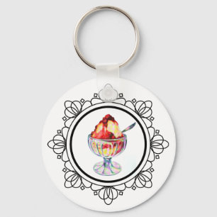Vintage ice cream sundae in a glass keychain