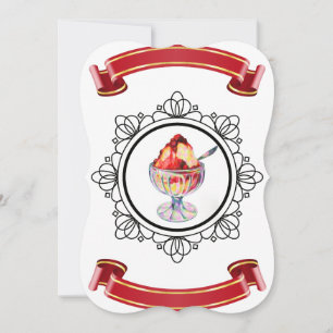 Vintage ice cream sundae invitation