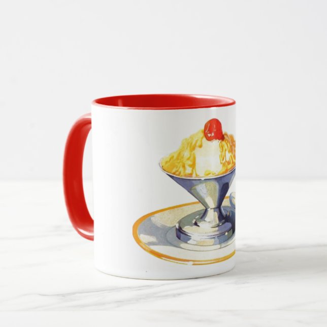 Vintage ice cream sundae retro dessert food mug (Front Left)
