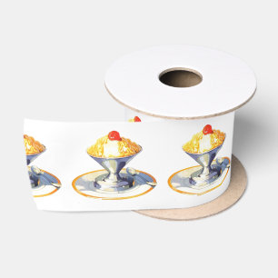 Vintage ice cream sundae retro dessert food satin ribbon