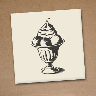 Vintage Ice Cream Sundae  Rubber Stamp