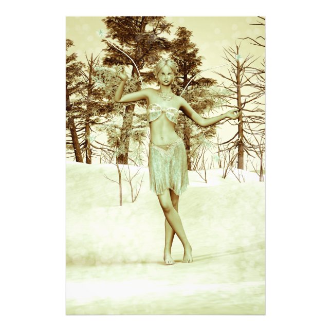 Vintage Ice Fairy in Winter Woodland Photo Print (Front)