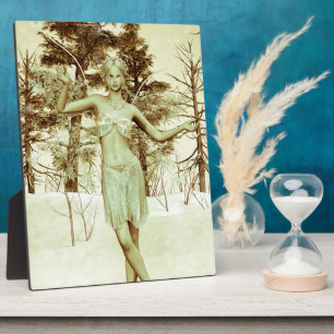 Vintage Ice Fairy in Winter Woodland Plaque