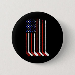 Vintage Ice Hockey American Flag For Men Boys Girl 6 Cm Round Badge
