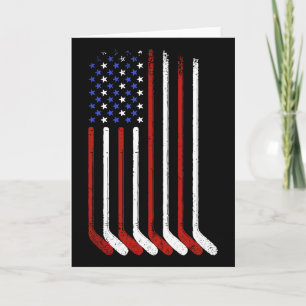 Vintage Ice Hockey American Flag For Men Boys Girl Card