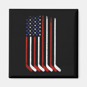 Vintage Ice Hockey American Flag For Men Boys Girl Magnet