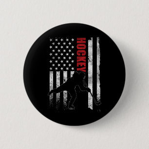 Vintage Ice Hockey American Flag Ice Hockey Player 6 Cm Round Badge