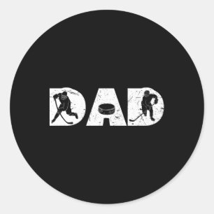 Vintage Ice Hockey Dad Fathers Day Family Matching Classic Round Sticker