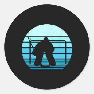 Vintage Ice Hockey Player Blue Hockey Team Retro H Classic Round Sticker