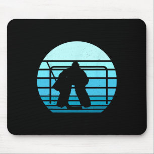 Vintage Ice Hockey Player Blue Hockey Team Retro H Mouse Pad