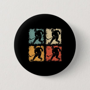 Vintage Ice Hockey Player Clic Retro Style Graphic 6 Cm Round Badge