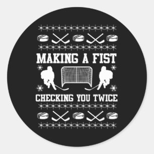 Vintage Ice Hockey Player Coach Sports Lover Graph Classic Round Sticker