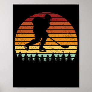 Vintage ice hockey player team retro skate poster
