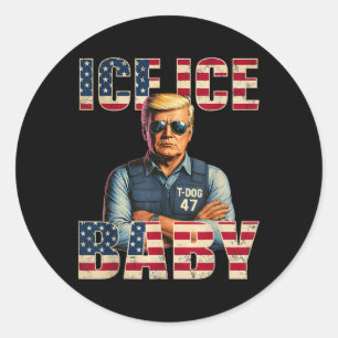 Vintage Ice Ice By Funny Trump _1  Classic Round Sticker