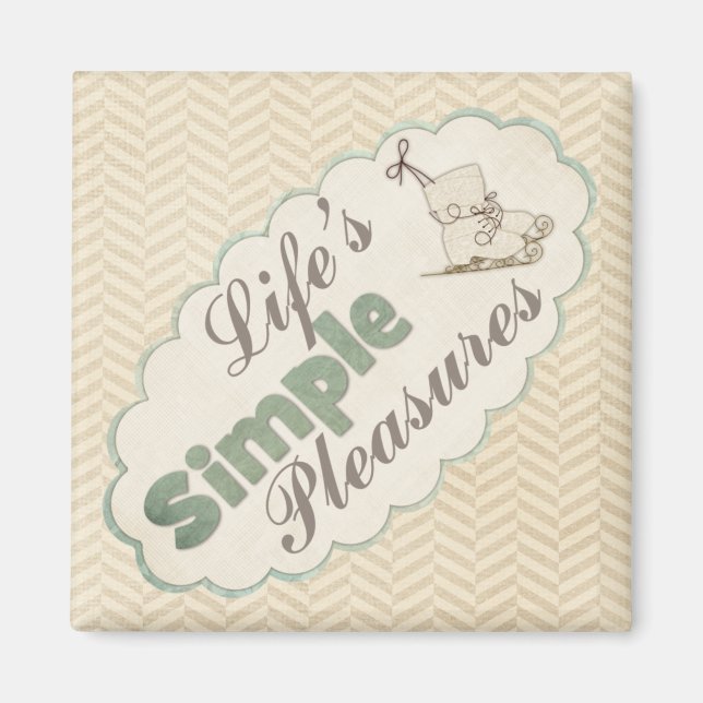 Vintage ice skates cute winter quote simple pleasu magnet (Front)