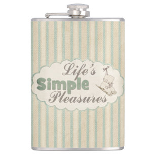 Vintage ice skates cute winter quote striped hip flask