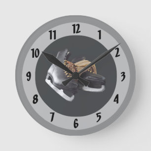 Vintage Ice Skates Round Clock