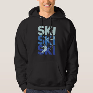 Vintage Ice Skiing Skier Snow Shredding Slopes Win Hoodie